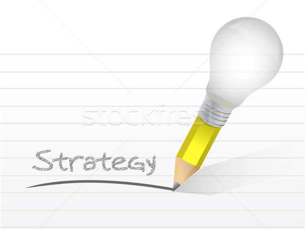 strategy light bulb pencil concept illustration design over whit Stock photo © alexmillos
