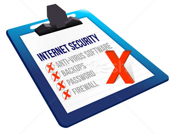 Lista internet segurança clipboard computador caixa Foto stock © alexmillos