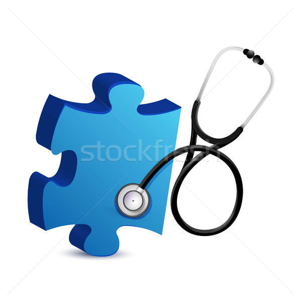 puzzle piece with a Stethoscope Stock photo © alexmillos