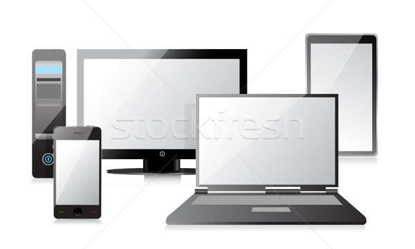 Computer laptop tablet smartphone illustrazione design Foto d'archivio © alexmillos