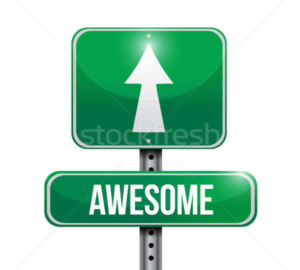Stock photo: awesome road sign illustration design over a white background