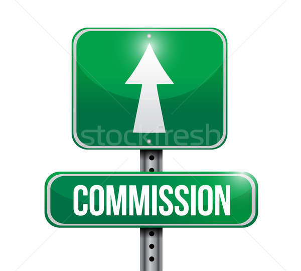 commission road sign illustration design over a white background Stock photo © alexmillos
