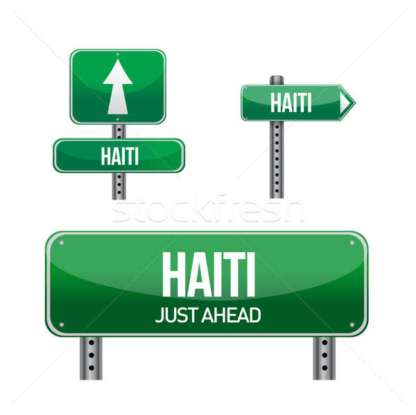 Foto stock: Haiti · estrada · rural · assinar · ilustração · projeto · branco