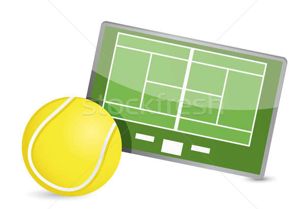 Tennis field tactic table, Tennis balls illustration design over Stock photo © alexmillos