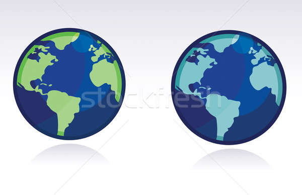 two different color globes of the world isolated over a white ba Stock photo © alexmillos