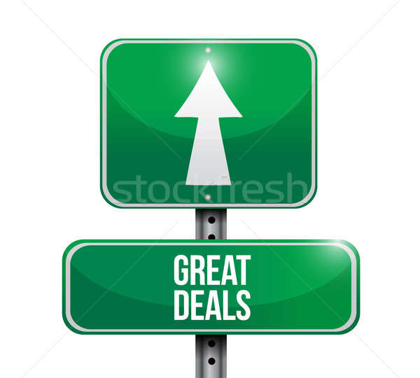 great deals road sign illustration design over a white backgroun Stock photo © alexmillos