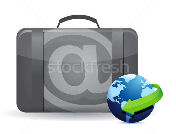 online office business suitcase illustration design over white Stock photo © alexmillos