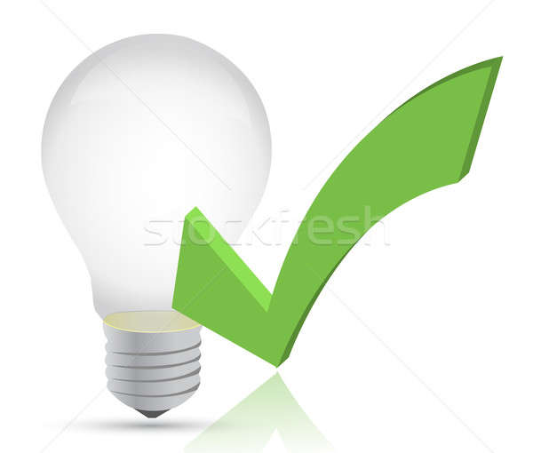 Stock photo: light bulb and check mark illustration design over white