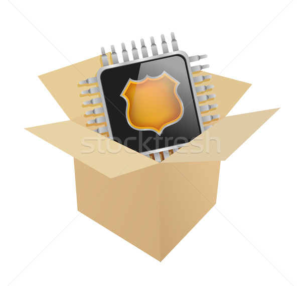 Box and electronic chip illustration  Stock photo © alexmillos