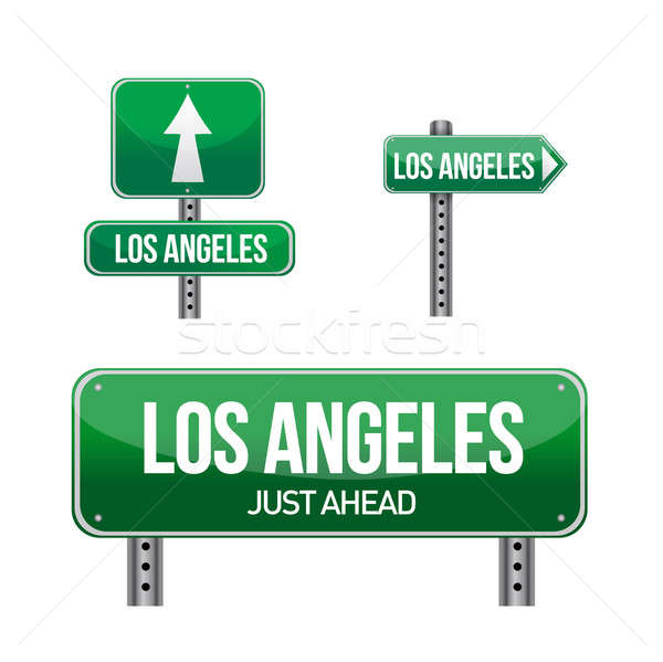 [[stock_photo]]: Los · Angeles · ville · panneau · routier · illustration · design · blanche