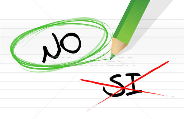 yes and no selection in Spanish illustration design on a notepad Stock photo © alexmillos