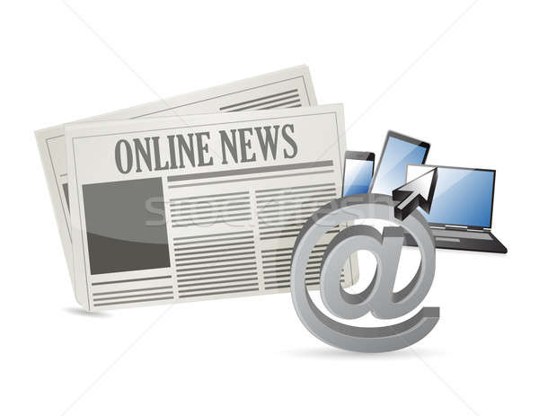 online news and electronic tools illustration design over a whit Stock photo © alexmillos