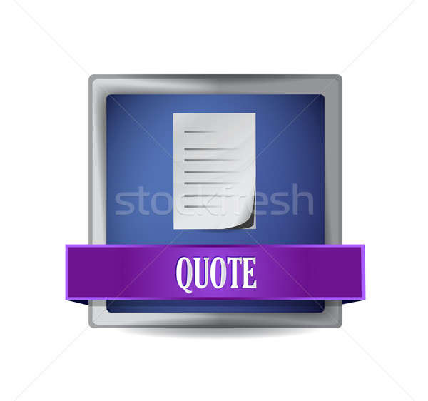 quote glossy blue button illustration design over white Stock photo © alexmillos