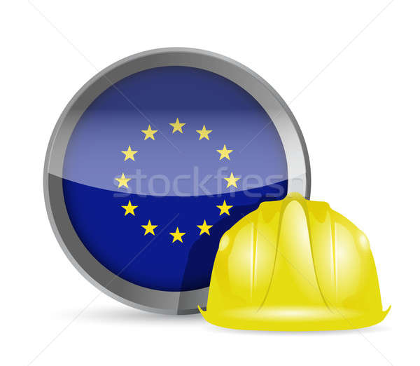 European flag and construction helmet  Stock photo © alexmillos
