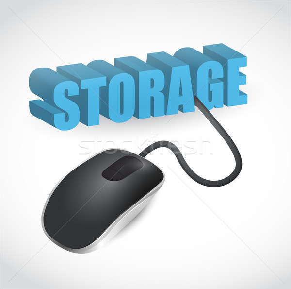 storage sign connected to mouse illustration Stock photo © alexmillos