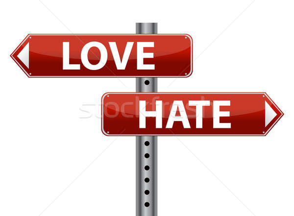 Dilemma Love and Hate sign illustration design over white Stock photo © alexmillos
