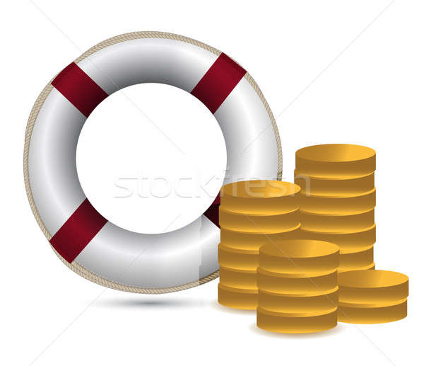 coins and lifesaver illustration design over white Stock photo © alexmillos