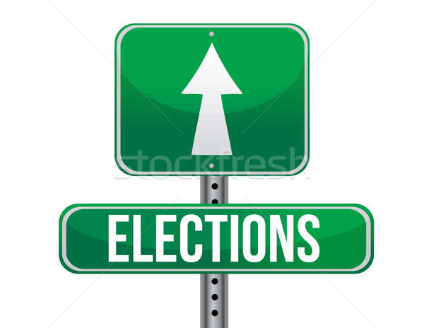elections road sign illustration design over white Stock photo © alexmillos
