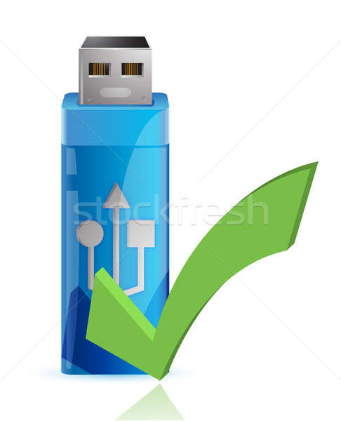 USB Flash drive with OK sign illustration design Stock photo © alexmillos