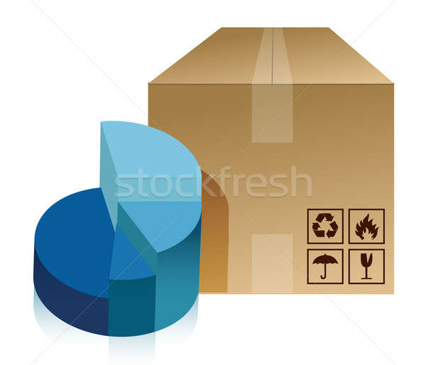 pie chart and box illustration design over a white background Stock photo © alexmillos