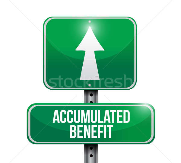 accumulated benefit road sign illustration design over white Stock photo © alexmillos