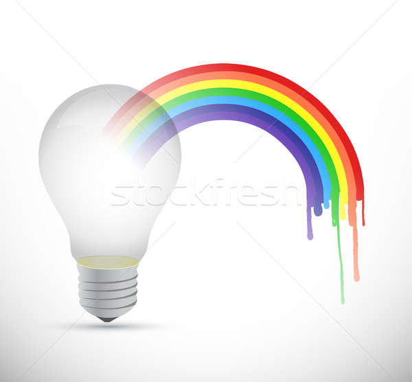 lightbulb and rainbow illustration design over a white backgroun Stock photo © alexmillos