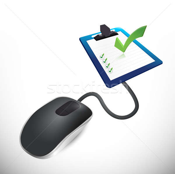 mouse connected to a survey questionnaire. illustration design Stock photo © alexmillos