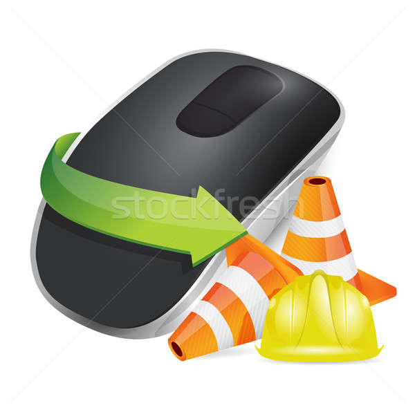 construction barrier Wireless computer mouse isolated on white b Stock photo © alexmillos