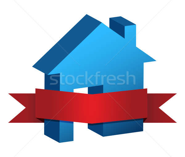 Blue house and red banner  Stock photo © alexmillos