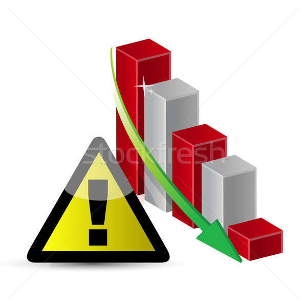 Warning sign with a failing business graph  Stock photo © alexmillos