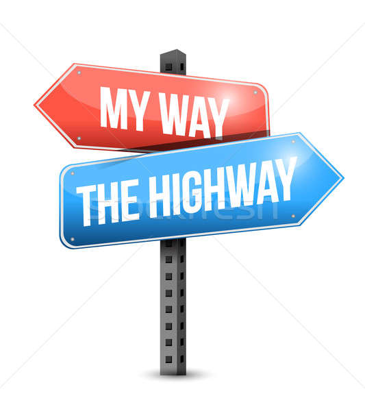 my way, the highway. road sign illustration Stock photo © alexmillos