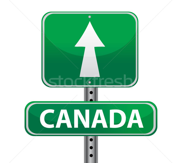 canada border sign illustration design over white Stock photo © alexmillos