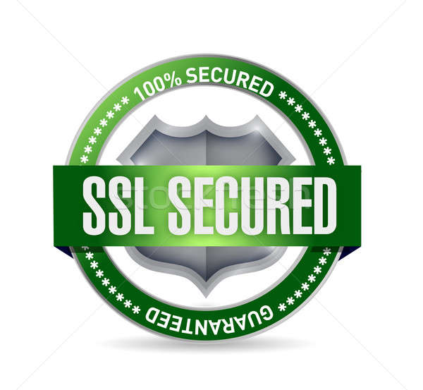 ssl secured seal or shield illustration design over white Stock photo © alexmillos