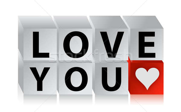 3D Love Button cube text over white background illustration Stock photo © alexmillos