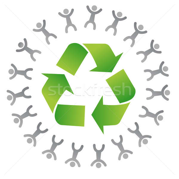 people around a recycle sign illustration design Stock photo © alexmillos