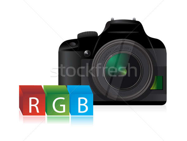 camera rgb color cubes illustration design over a white backgrou Stock photo © alexmillos