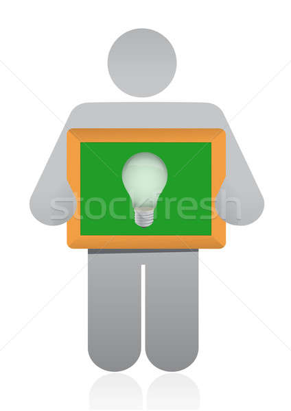 icon holding a idea light bulb illustration design over a white  Stock photo © alexmillos