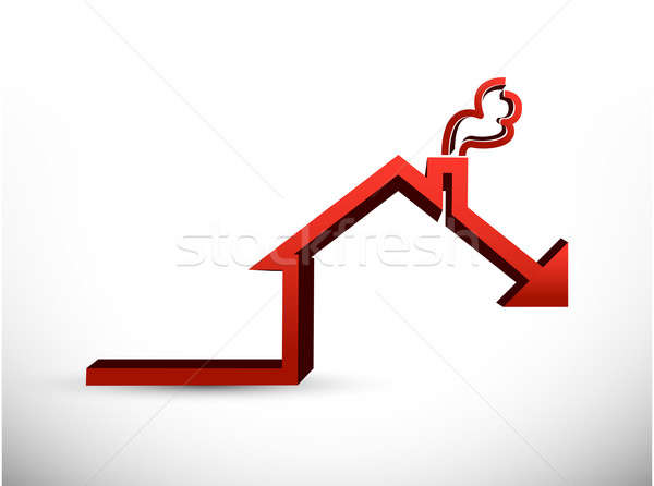 House market falling concept graph illustration Stock photo © alexmillos