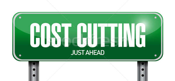 cost cutting road sign illustration design over white Stock photo © alexmillos