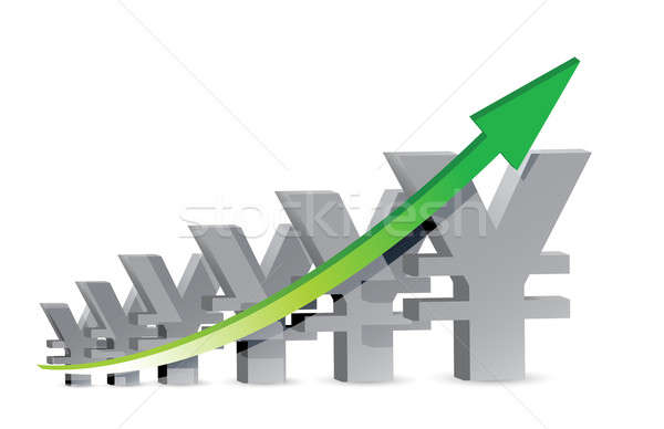 Yen üzleti grafikon illusztráció terv fehér absztrakt Stock fotó © alexmillos