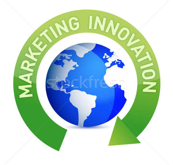 Marketing innovation cycle and globe illustration design Stock photo © alexmillos