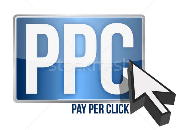 PPC - pay per click button illustration design over white Stock photo © alexmillos