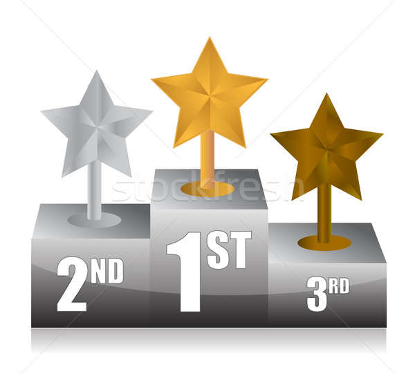 stars and podium illustration design over white Stock photo © alexmillos