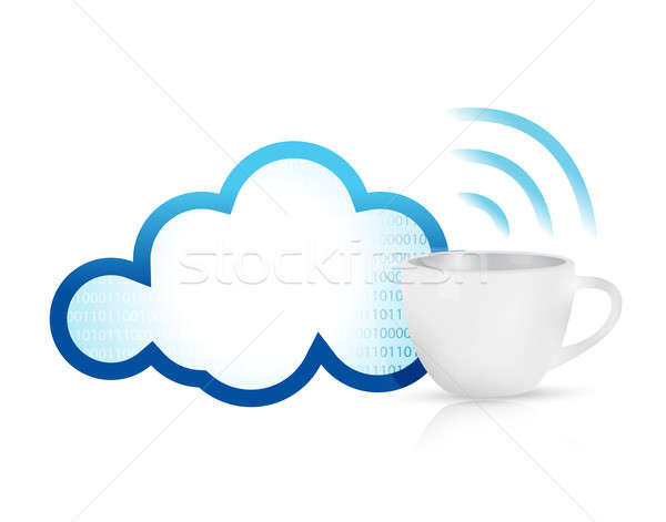 Stock photo: Cloud computing coffee mug concept 