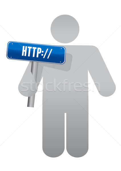 holding sign http. Internet concept. illustration design Stock photo © alexmillos