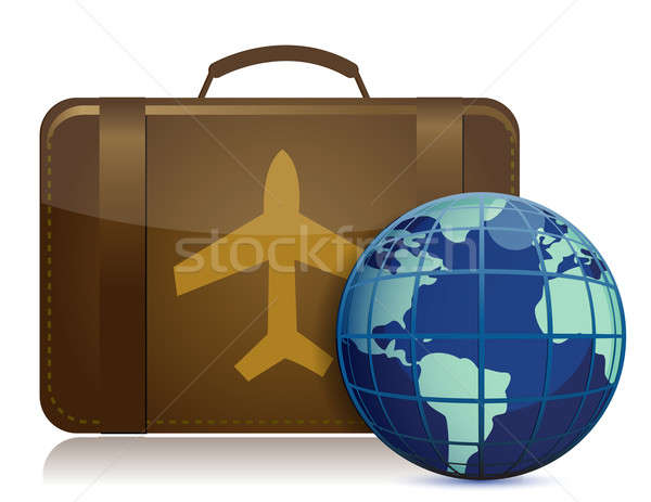 [[stock_photo]]: Terre · monde · brun · bagages · illustration · design