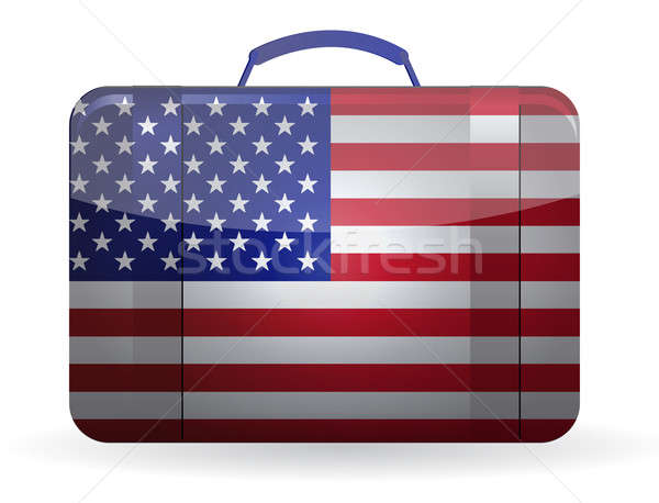 Bandiera americana valigia viaggio illustrazione design sfondo Foto d'archivio © alexmillos