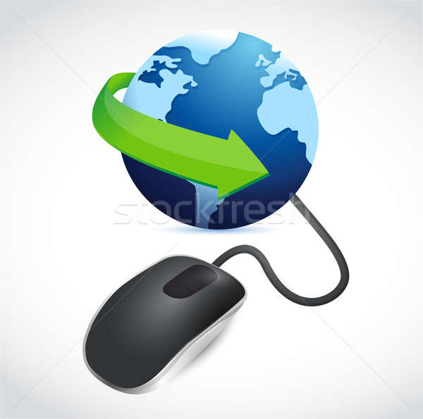 Modern siyah bilgisayar fare mavi dünya dünya Stok fotoğraf © alexmillos