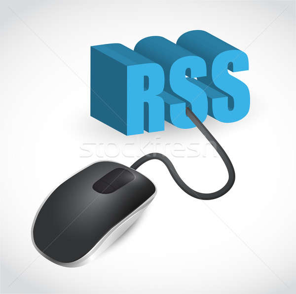 rss sign connected to mouse illustration design over white Stock photo © alexmillos