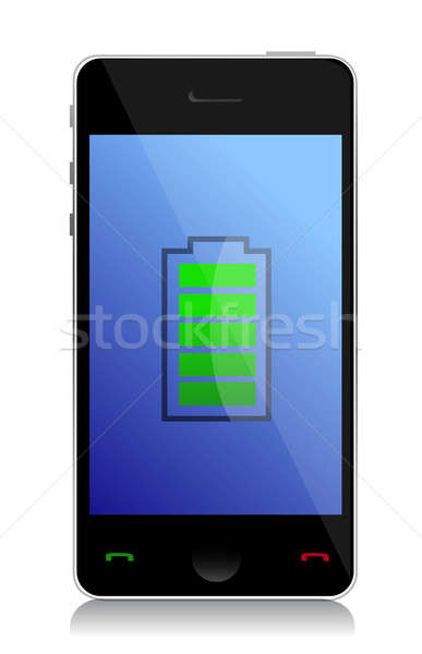 phone with full battery illustration design over a white backgro Stock photo © alexmillos